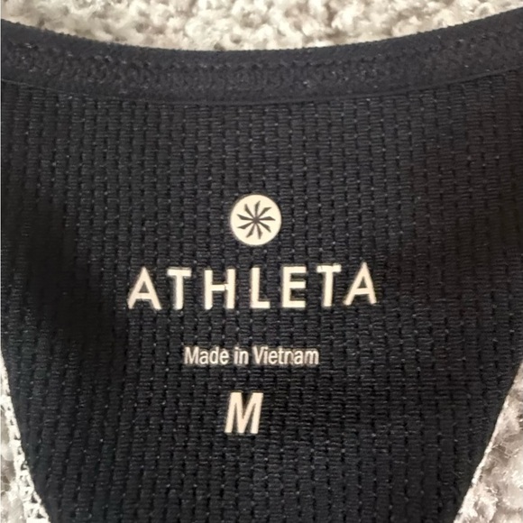 Athleta black white Striped Racerback Sports Bra – Size Medium - Picture 2 of 5